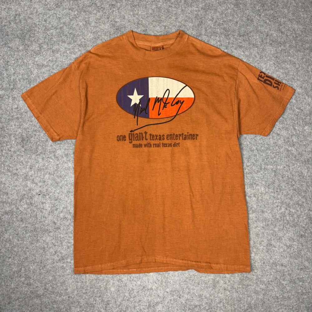 Vintage Neal McCoy Tour 2000 Texas Dirt Shirt Hanes Mens XL Orange Hand Dyed